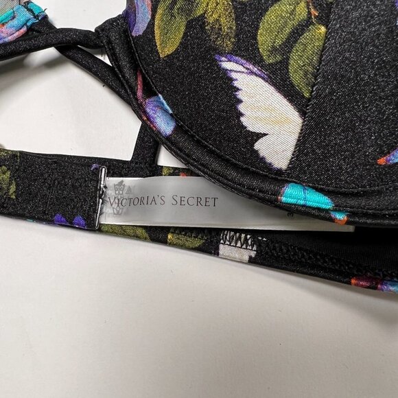 Victoria Secret 36D Bombshell Push Up Bikini Top Butterfly Print Shine Strap - Picture 9 of 10